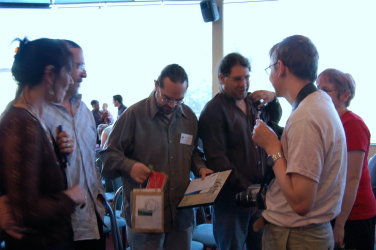 Chris and friends at refreshments after the citizenship ceremony