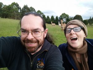 Polly and Chris at the farm-stay for our wedding anniversary